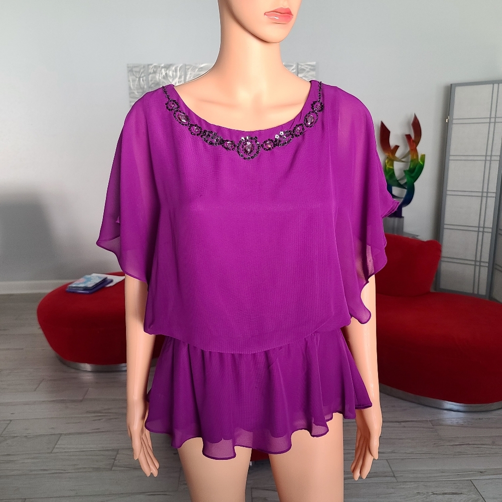 JR Nites by Carol Lin purple top size 8